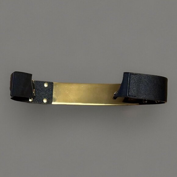 Marciano Gold Metal Bar Genuine Leather Belt‎ Black Snap Closure Stretchable main image 6